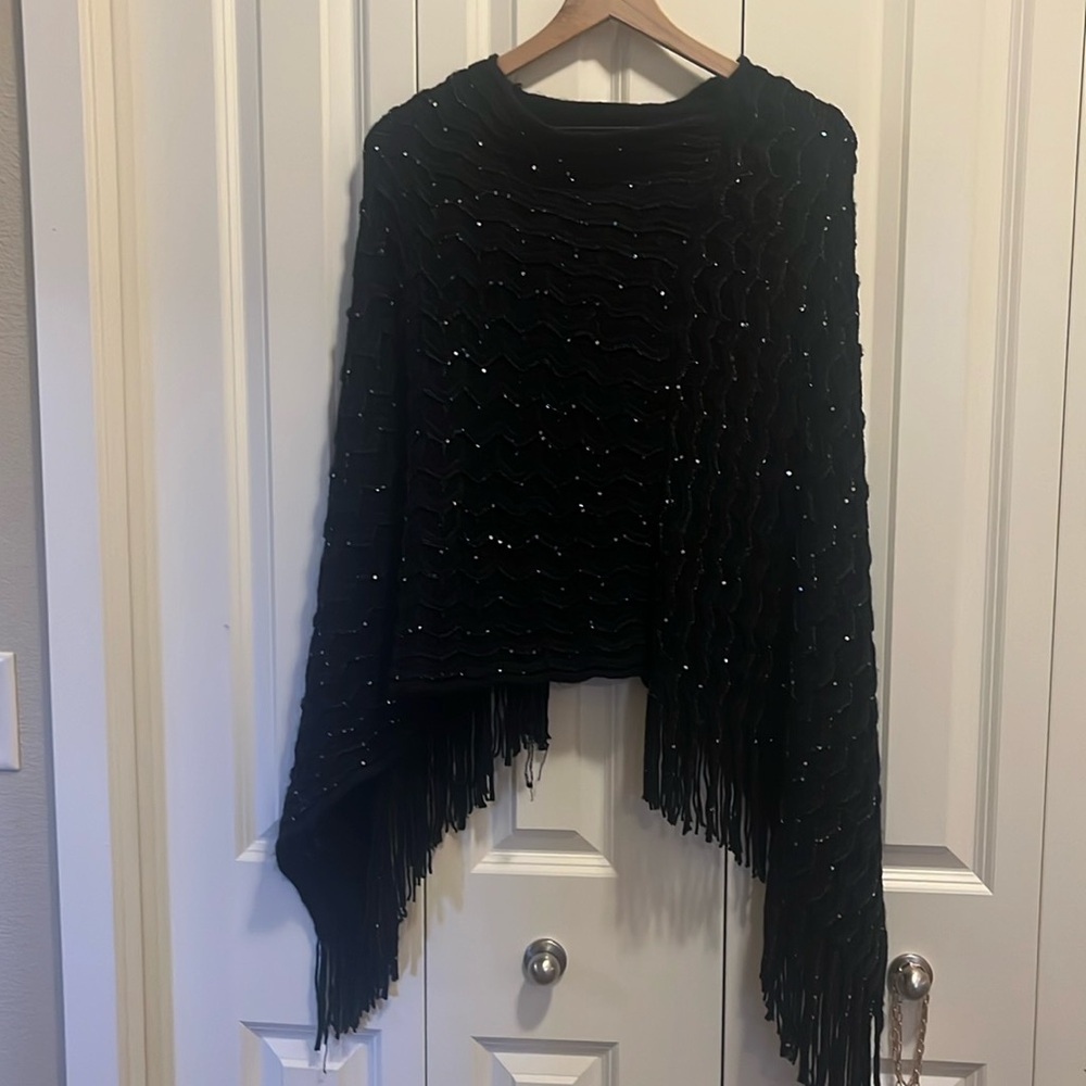 Hand knit Sparkly Poncho